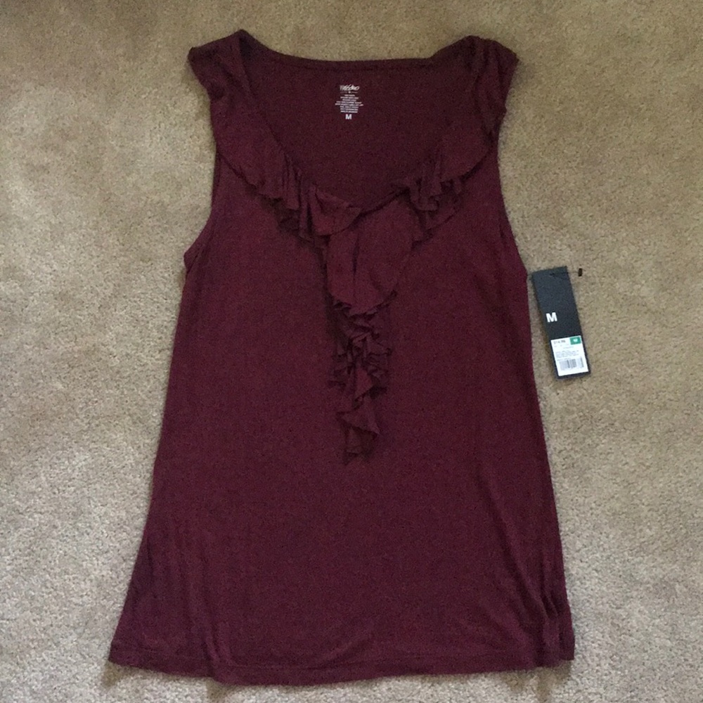 Mossimo burgandy ruffled top